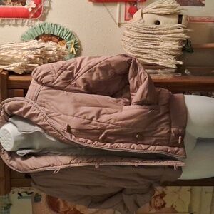 Vintage 90's,Cute,Quilted, Mauve-Purple,Jacket/Coat with Gray Zip-Up Inner Vest